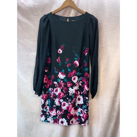 NWT White House Black Market Floral Sheer Sleeve Dress 0 Cocktail Mended WHBM - Picture 1 of 8